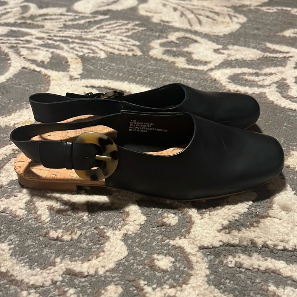 Korks black flat sling backs. Like new.